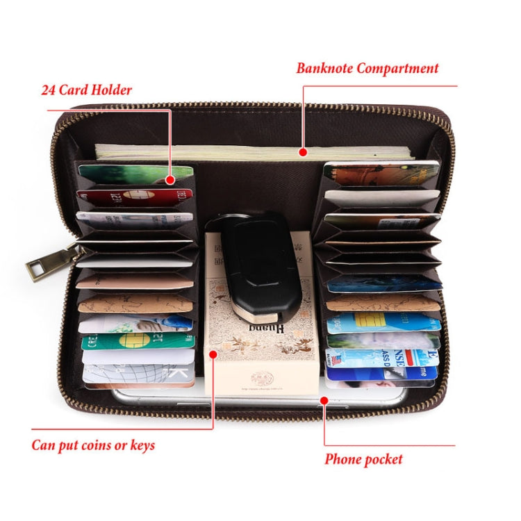 HUMERPAUL BP816 RFID Anti-Magnetic Men Long Wallet Business Retro Multi-Card Solt Handbag(Brown) by HUMERPAUL