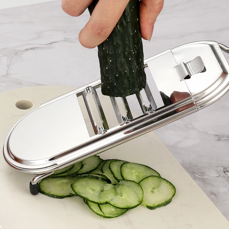 Stainless Steel Vegetable Cutter Grater, Specification: 4 Blades+Finger Protector Colorful Box by bashfashion
