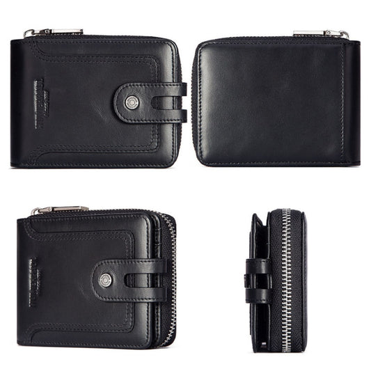 HUMERPAUL BP948-s RFID Anti-Theft Brush Men Leather Wallet Short Coin Purse(Black) by HUMERPAUL