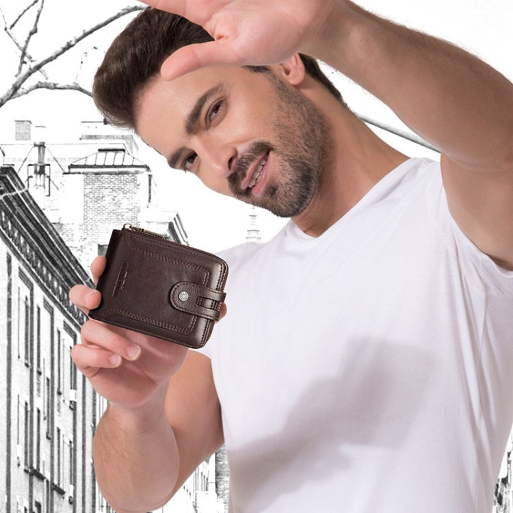 HUMERPAUL BP948-s RFID Anti-Theft Brush Men Leather Wallet Short Coin Purse(Black) by HUMERPAUL