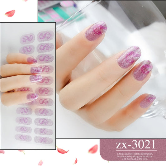 22 Fingers Shiny Onion Powder Starry Waterproof Nail Sticker(ZX-3021) by bashfashion