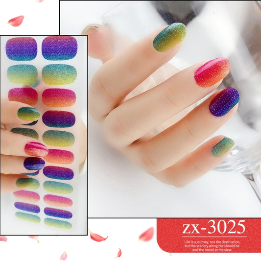 22 Fingers Shiny Onion Powder Starry Waterproof Nail Sticker(ZX-3025) by bashfashion