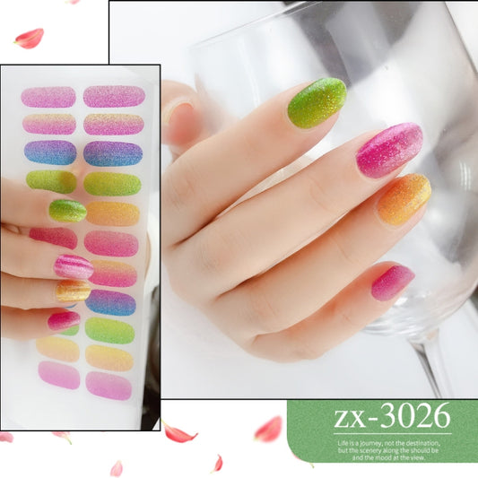 22 Fingers Shiny Onion Powder Starry Waterproof Nail Sticker(ZX-3026) by bashfashion