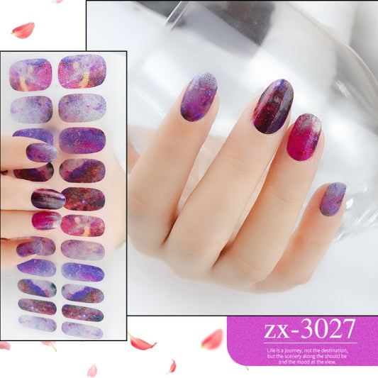 22 Fingers Shiny Onion Powder Starry Waterproof Nail Sticker(ZX-3027) by bashfashion