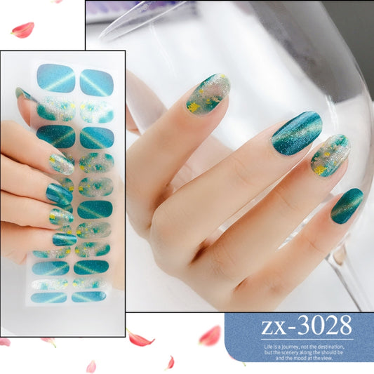 22 Fingers Shiny Onion Powder Starry Waterproof Nail Sticker(ZX-3028) by bashfashion