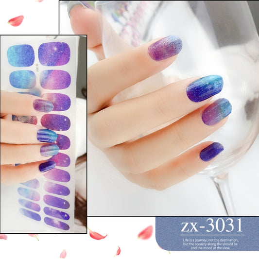 22 Fingers Shiny Onion Powder Starry Waterproof Nail Sticker(ZX-3031) by bashfashion