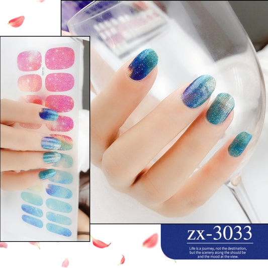 22 Fingers Shiny Onion Powder Starry Waterproof Nail Sticker(ZX-3033) by bashfashion