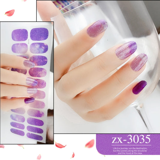 22 Fingers Shiny Onion Powder Starry Waterproof Nail Sticker(ZX-3035) by bashfashion