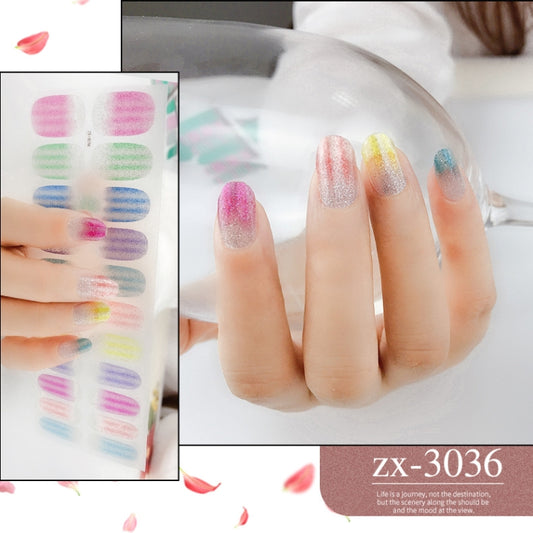 22 Fingers Shiny Onion Powder Starry Waterproof Nail Sticker(ZX-3036) by bashfashion
