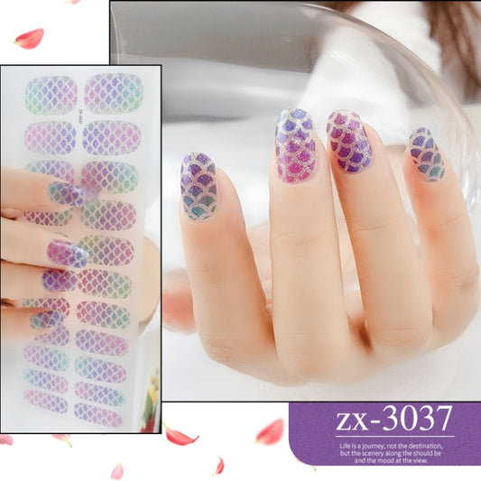 22 Fingers Shiny Onion Powder Starry Waterproof Nail Sticker(ZX-3037) by bashfashion