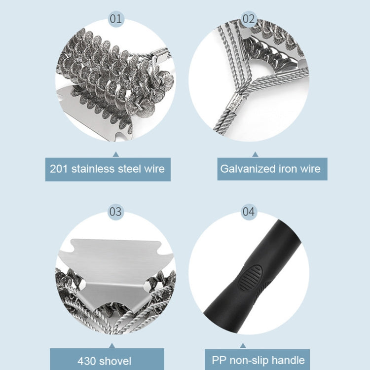 Three-headed Shovel-type Spring Brush BBQ Grill Mesh Wire Brush by bashfashion