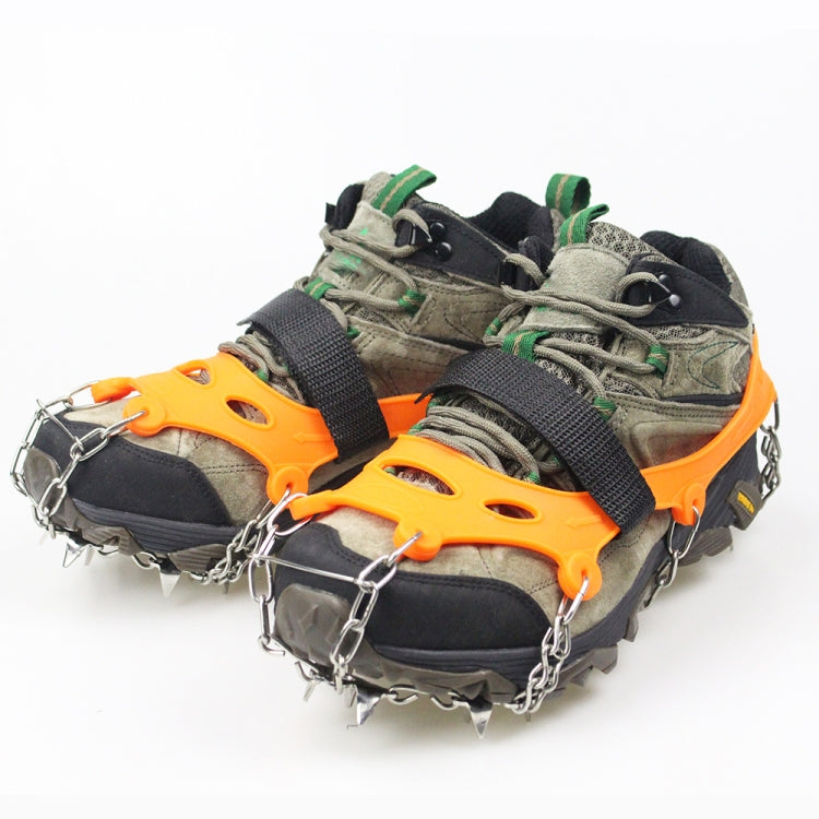 1 Pair 23 Spikes Crampons Outdoor Winter Walk Ice Fishing Snow Shoe Spikes,Size: XL Orange by bashfashion
