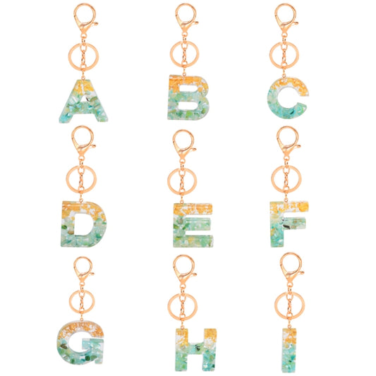 2 PCS Gold Foil Epoxy English Letter Keychain Bag Pendant(A) by bashfashion