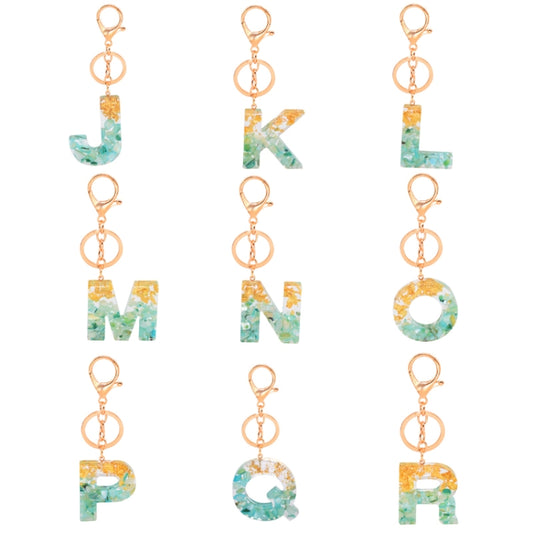 2 PCS Gold Foil Epoxy English Letter Keychain Bag Pendant(P) by bashfashion