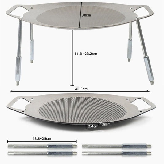 NOBANA Outdoor BBQ Pan Camping Stainless Steel Frying Pan, Style: BBQ Pan+Stand+Hemp Rope by bashfashion