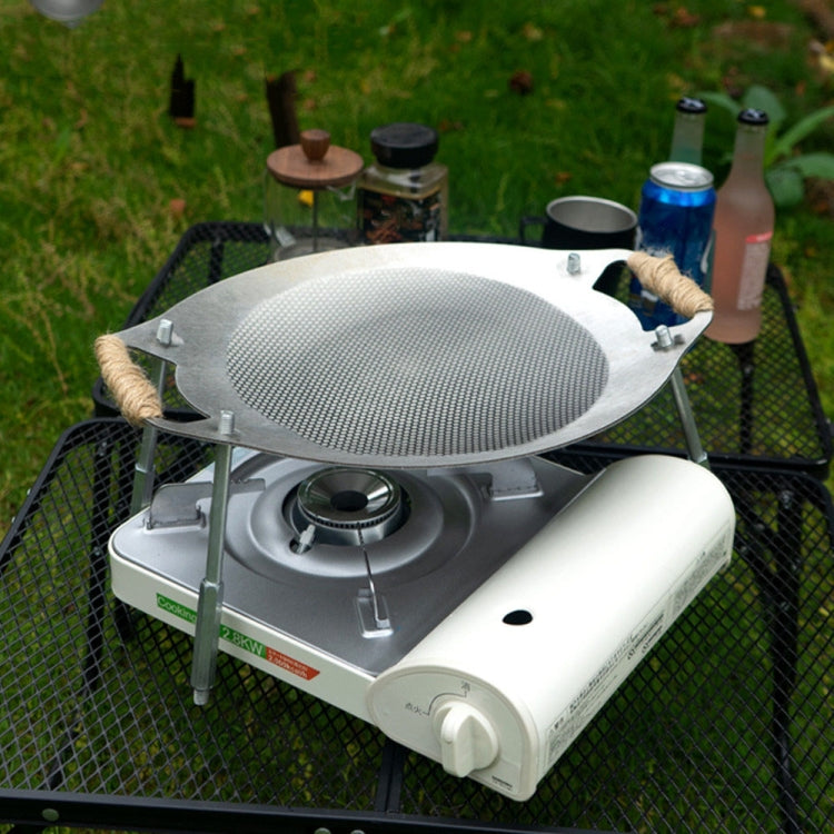 NOBANA Outdoor BBQ Pan Camping Stainless Steel Frying Pan, Style: BBQ Pan+BBQ Net+Hemp Rope by bashfashion