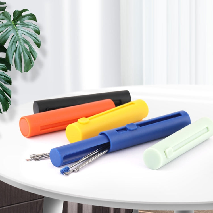 2 Packs Push-Pull Cylinder Storage Ear Scoop Set, Specification: 6 PCS/Set Orange by bashfashion