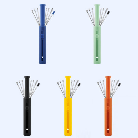 2 Packs Push-Pull Cylinder Storage Ear Scoop Set, Specification: 7 PCS/Set Black by bashfashion