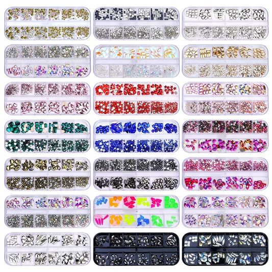 12 Grid Flat Bottom Shaped Nail Rhinestones Nail Decoration, Specification: 11 by bashfashion