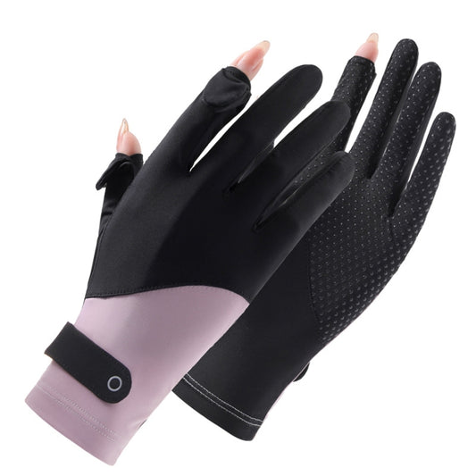FSN02 1pair UV Resistant Ice Silk Breathable Cool Non-Slip Cycling Driving Thin Gloves Free Code(Black Purple) by bashfashion
