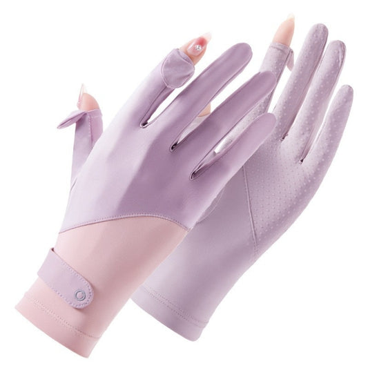 FSN02 1pair UV Resistant Ice Silk Breathable Cool Non-Slip Cycling Driving Thin Gloves Free Code(Purple Pink) by bashfashion