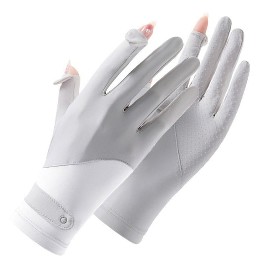 FSN02 1pair UV Resistant Ice Silk Breathable Cool Non-Slip Cycling Driving Thin Gloves Free Code(Gray White) by bashfashion