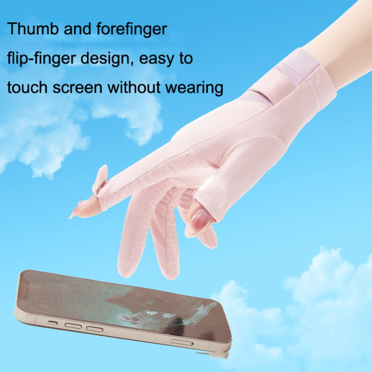 FSN02 1pair UV Resistant Ice Silk Breathable Cool Non-Slip Cycling Driving Thin Gloves Free Code(Blue White) by bashfashion