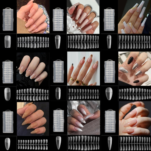 240 PCS Extended Manicure No-Engraving Frosted Thin Nail Piece WH-108 Single Number 5-9 by bashfashion