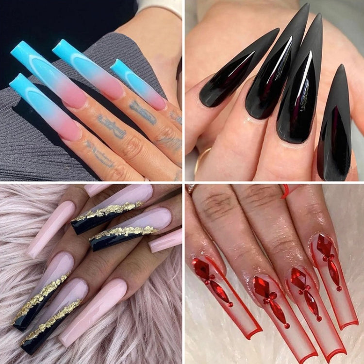 240 PCS/Box Thin Soft Transparent Nail Pieces, Shape: Super Long Full Stick Nails by bashfashion
