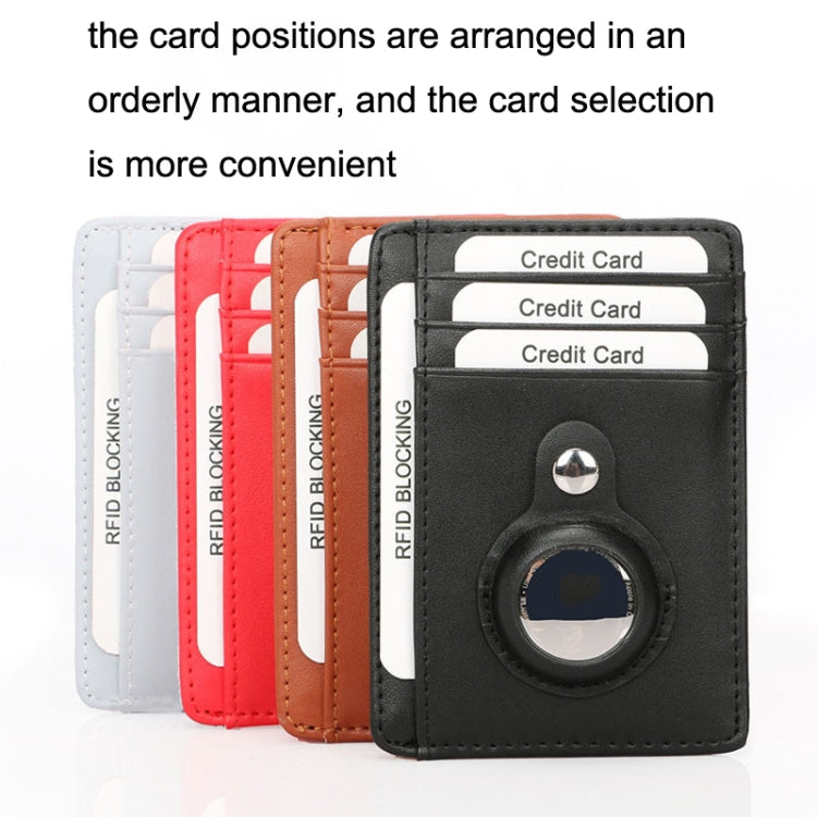 TQ-319 Anti-Theft Anti-Lost Tracker Leather Card Holder For AirTag, Style: Carbon Fiber (Black) by bashfashion