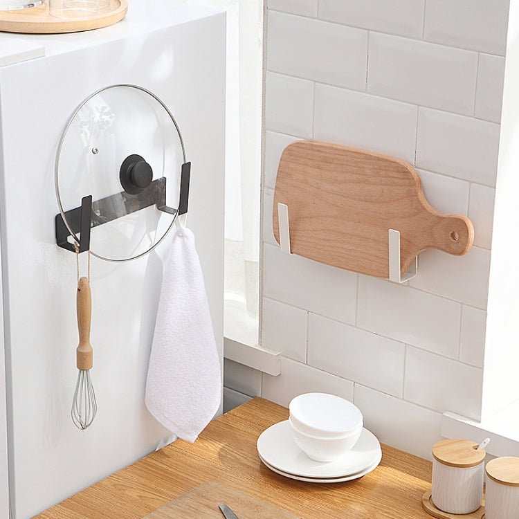 Wall-Mounted Carbon Steel Integrated Pot Lid Holder Kitchen Cutting Board Rack(White) by bashfashion