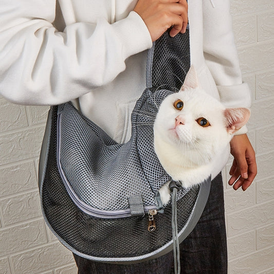 Pet Bag Widened Shoulder Strap Breathable Messenger Cat Bag,Size: Small(Black) by bashfashion