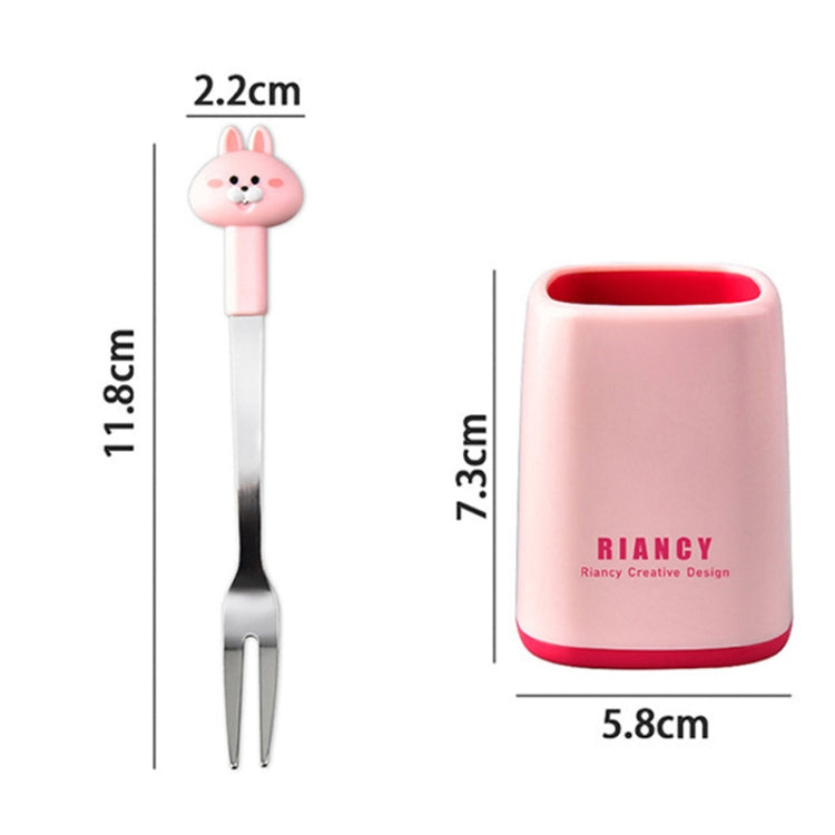 6 Forks + Base Set Stainless Steel Safe Portable Small Fork(Pink) by bashfashion