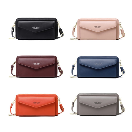 1665 RFID Anti-magnetic Anti-theft Touch Screen Cross-Body Phone Bag Card Holder(Red Wine) by bashfashion