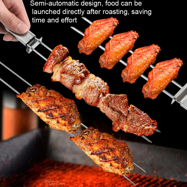 2 PCS Stainless Steel Semi-Automatic Double Head BBQ Fork Outdoor BBQ Tool by bashfashion