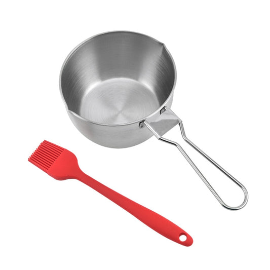 Stainless Steel Sauce Oil Pot + Silicone Oil Brush Set Outdoor BBQ Tools by bashfashion