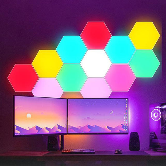 LED Quantum Honeycomb Night Light RGB Atmosphere Decorative Light, Style: Touch(Colorful) by bashfashion