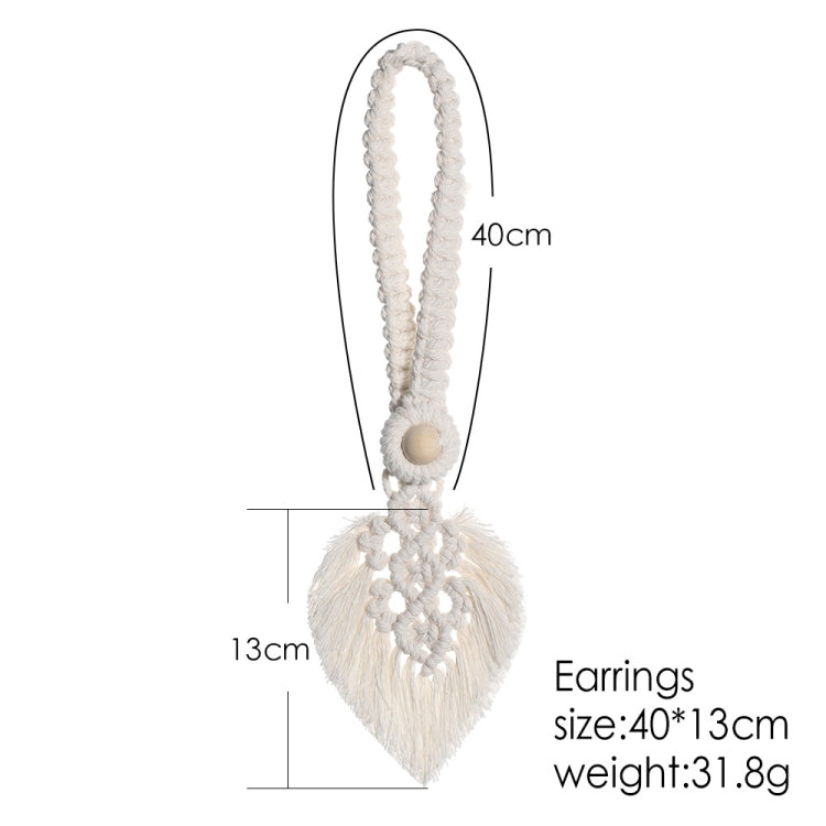 Hand Braided Wooden Bead Curtain Tie Free Buckle Tassel Tie Rope 13x40cm(Beige) by bashfashion