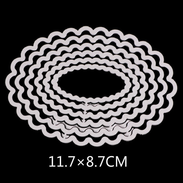 6 In 1 DIY Lace Oval Decorative Knife Die Cutting Book Etching Carbon Steel Die by bashfashion