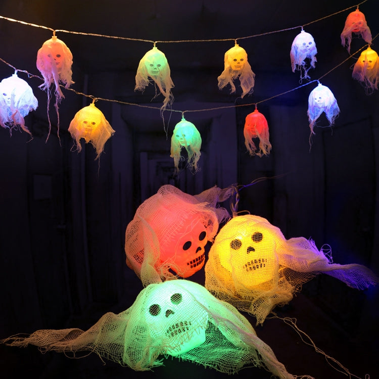 Halloween LED White Yarn Skull Ghost Festival Horror Atmosphere Decorative Lights, Style: 5m 20 Lights (White) by bashfashion