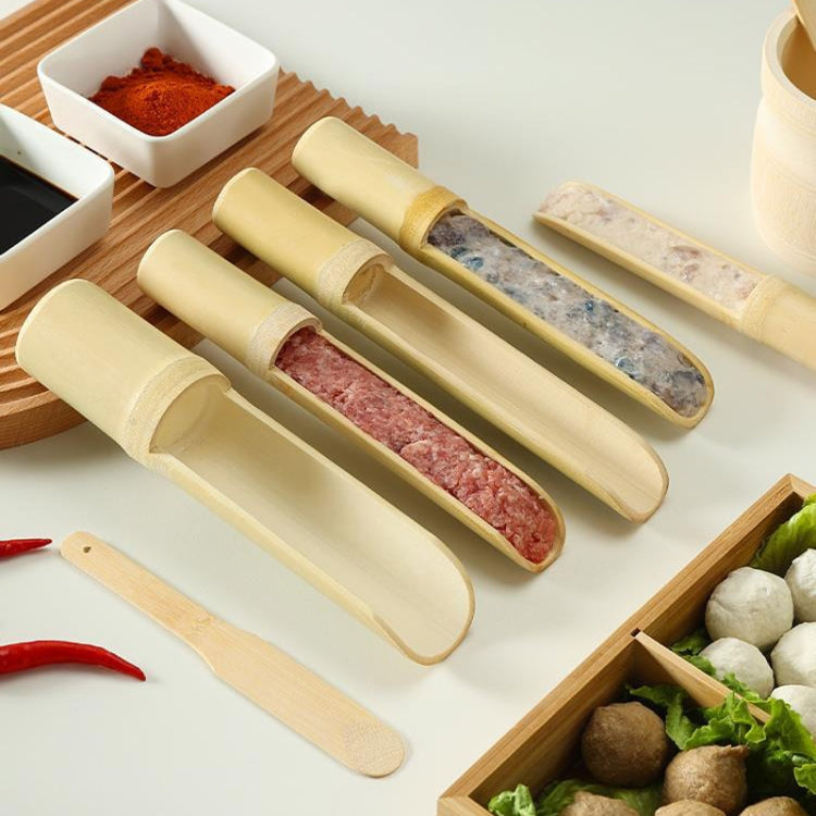 Shrimp Slip Spoon Bamboo Tube Hot Pot Restaurant Plate, Size: 3.5x25x16.5cm+Bamboo Slice by bashfashion