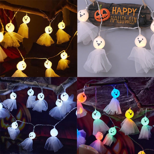 LED Halloween Decoration Luminous Cloth Ghost Ornament String Light 6m 40 Lights(White) by bashfashion
