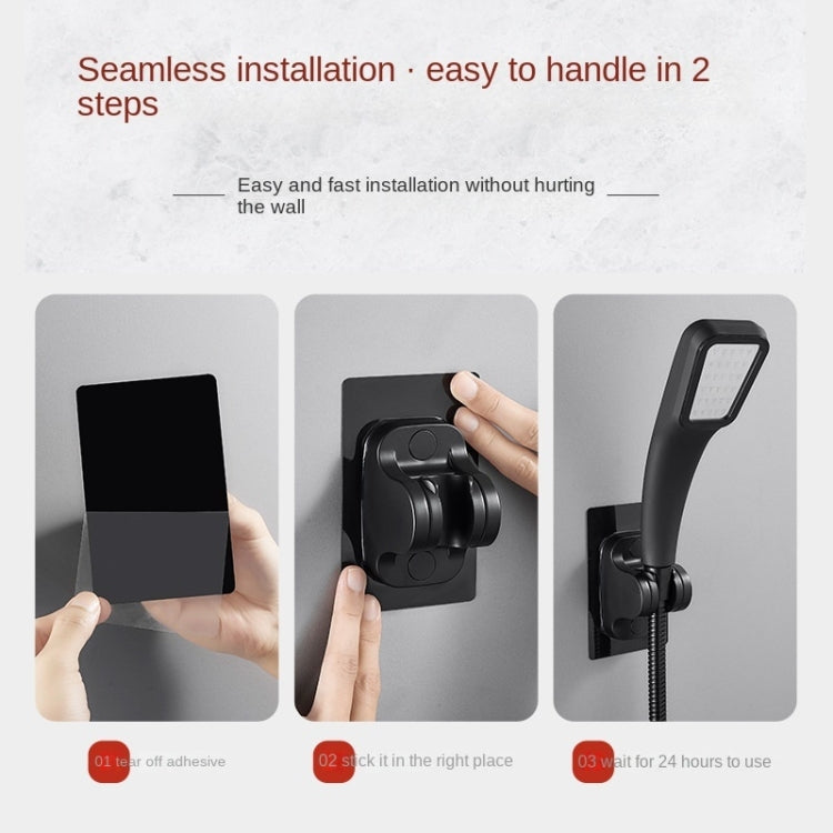 Self-Adhesive Shower arm Head Holder Adjustable Wall Mounted Fixed Base (Black) by bashfashion