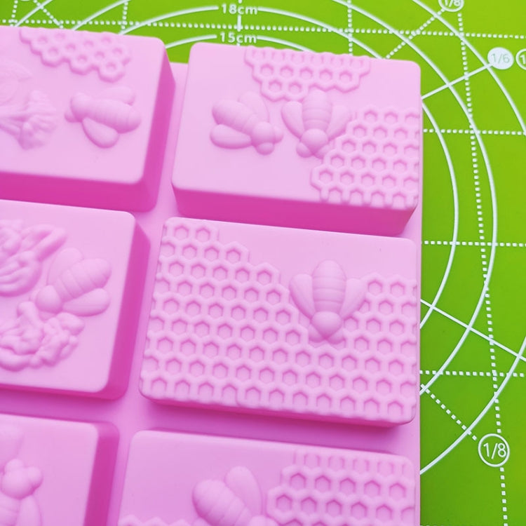 6 Grid Square Honeycomb Ice Cube Cake Mould Square Handmade Soap Mould(Pink) by bashfashion