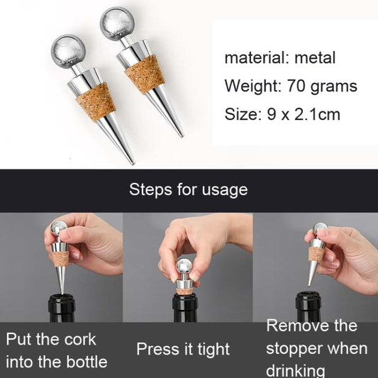2 PCS Metal Cork Red Wine Stoppers Synthetic Wood Wine Corks by bashfashion