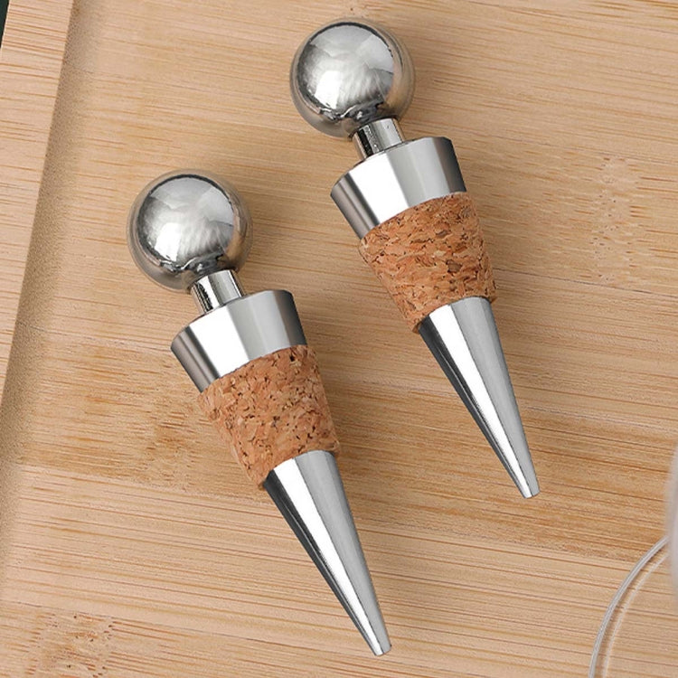 2 PCS Metal Cork Red Wine Stoppers Synthetic Wood Wine Corks by bashfashion