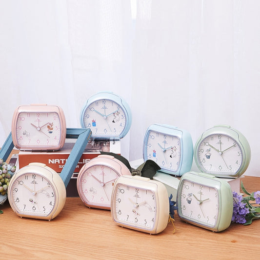 Cute Children Small Alarm Clock Bedside Night Light Clock(A306 Pink) by bashfashion