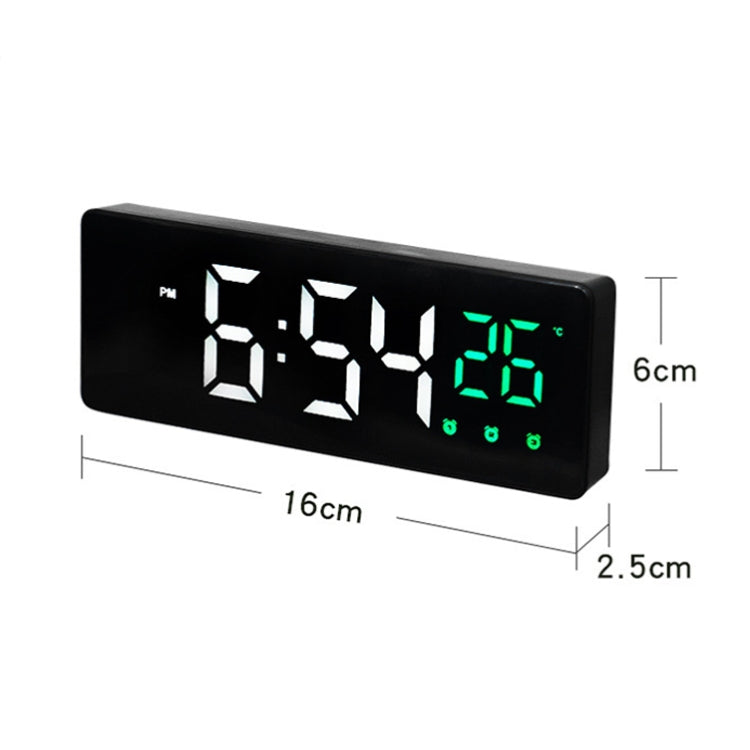 0715 Voice-activated LED Mute Date Temperature Display Electronic Clock(Black Surface Green Light) by bashfashion