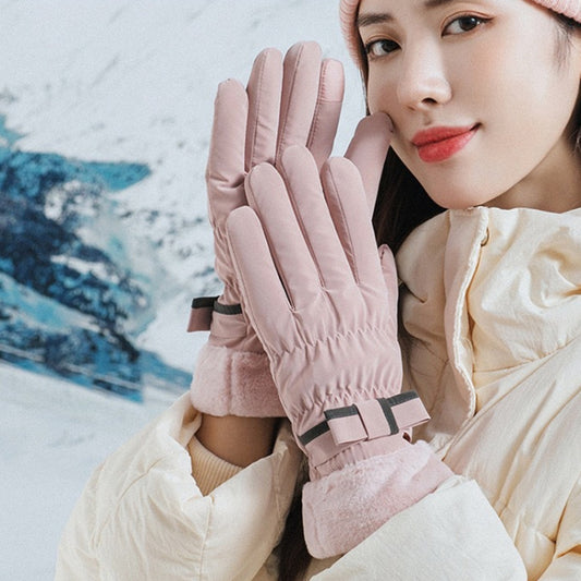 1 Pair YR205 Winter Warm Plus Fleece Mouth Driving Riding Sports Gloves, Size: Free Code(Pink) by bashfashion