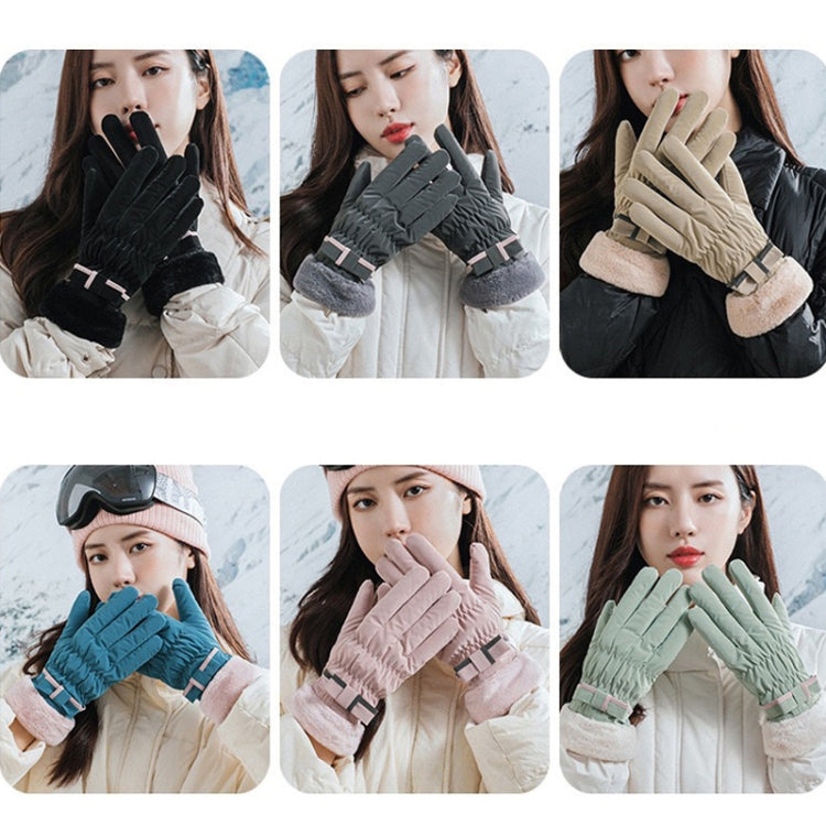 1 Pair YR205 Winter Warm Plus Fleece Mouth Driving Riding Sports Gloves, Size: Free Code(Mint green) by bashfashion